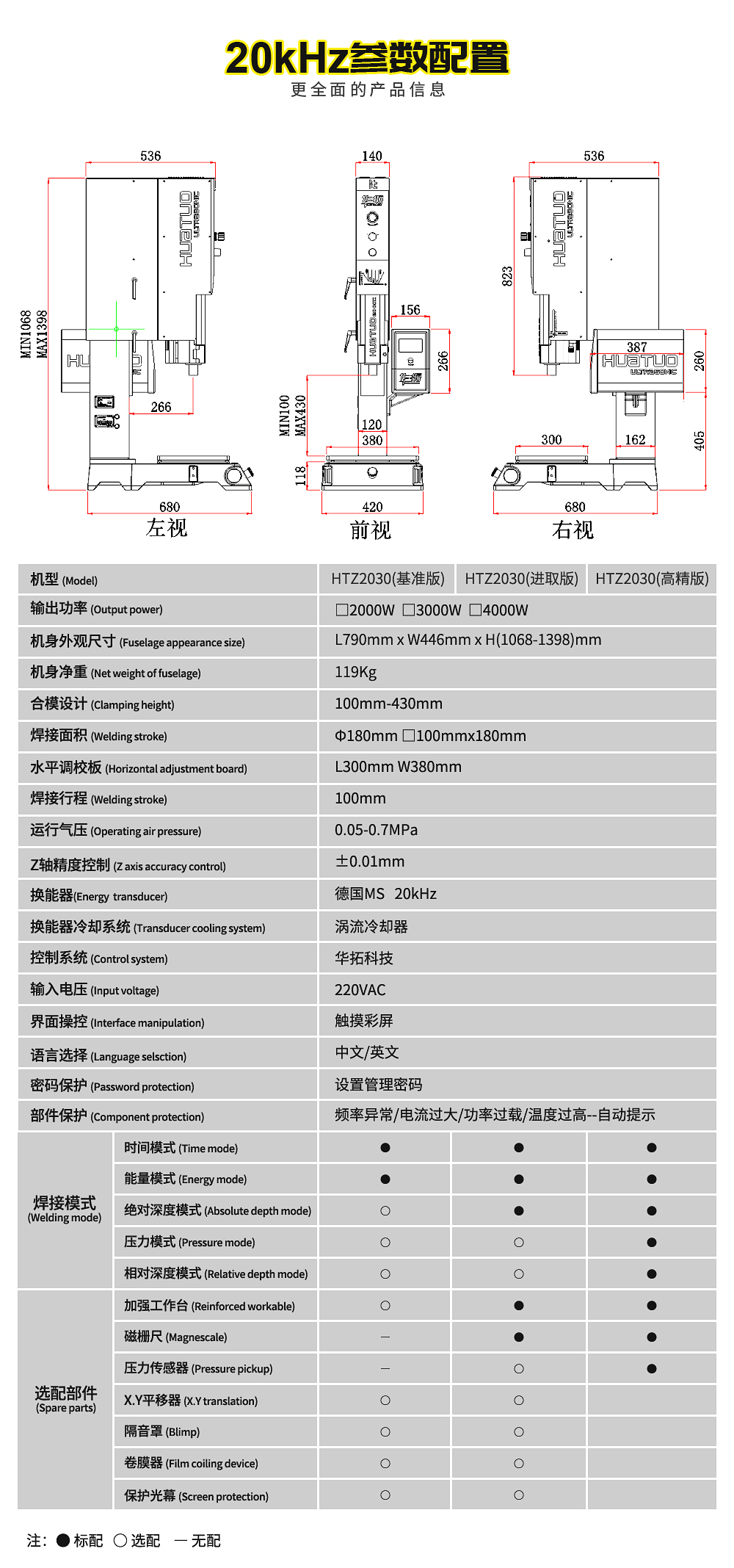 20K高端智能超聲波焊接機參數(shù)